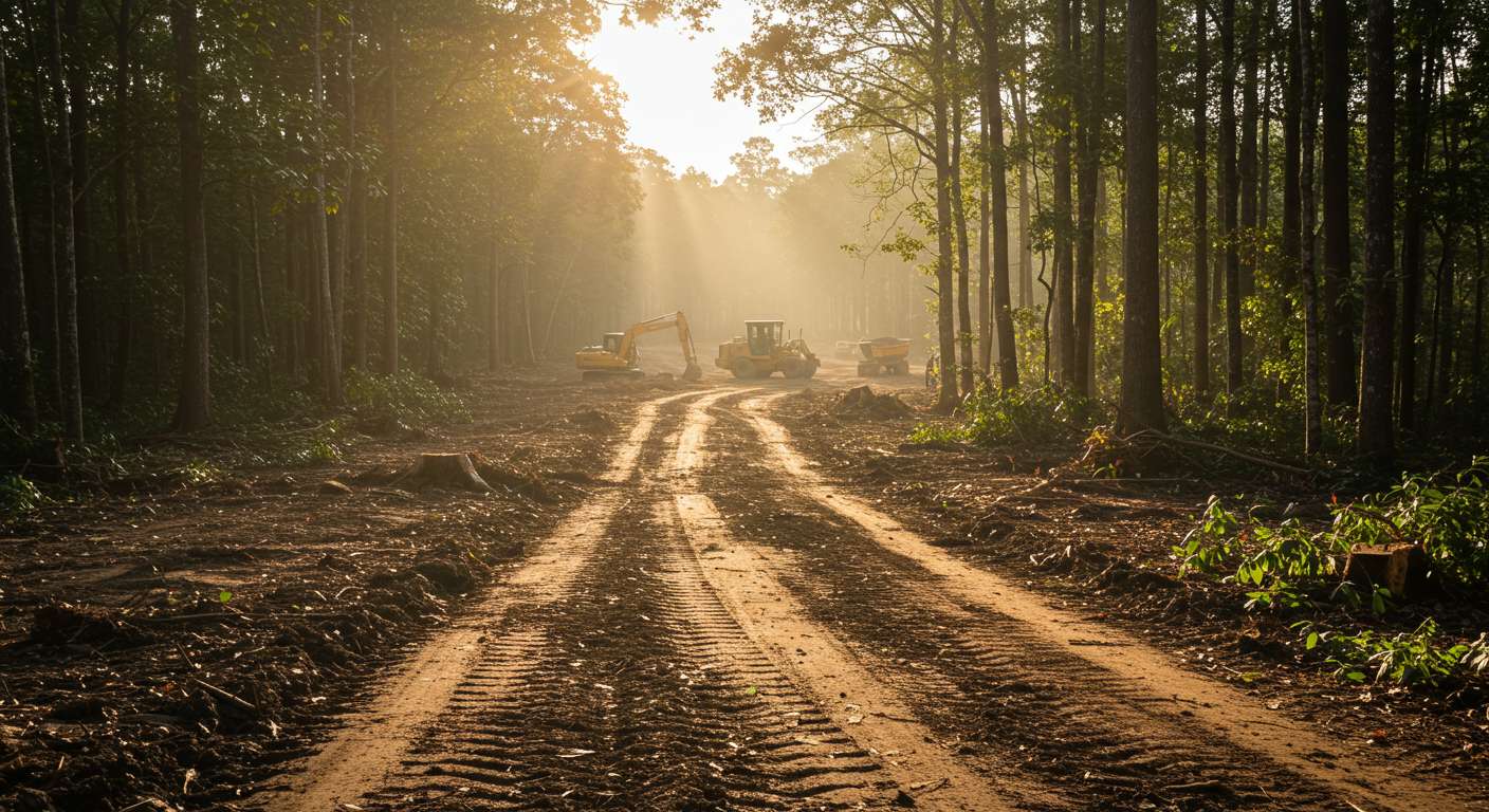Раскорчёвка земель под дороги