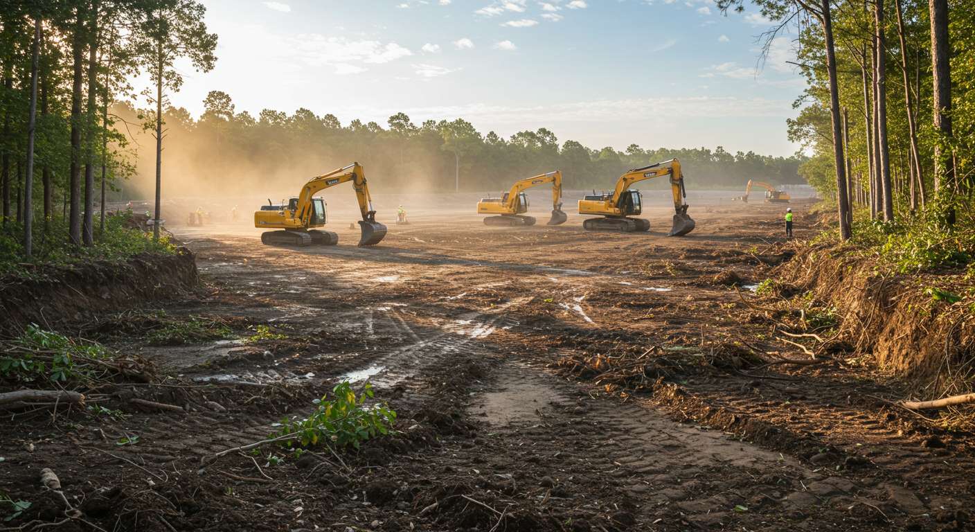 Раскорчёвка участка для водоёма