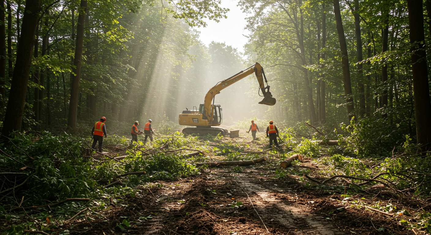 Раскорчёвка участка под инженерные сети