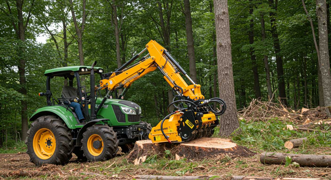 Трактор с корчевателем на поле