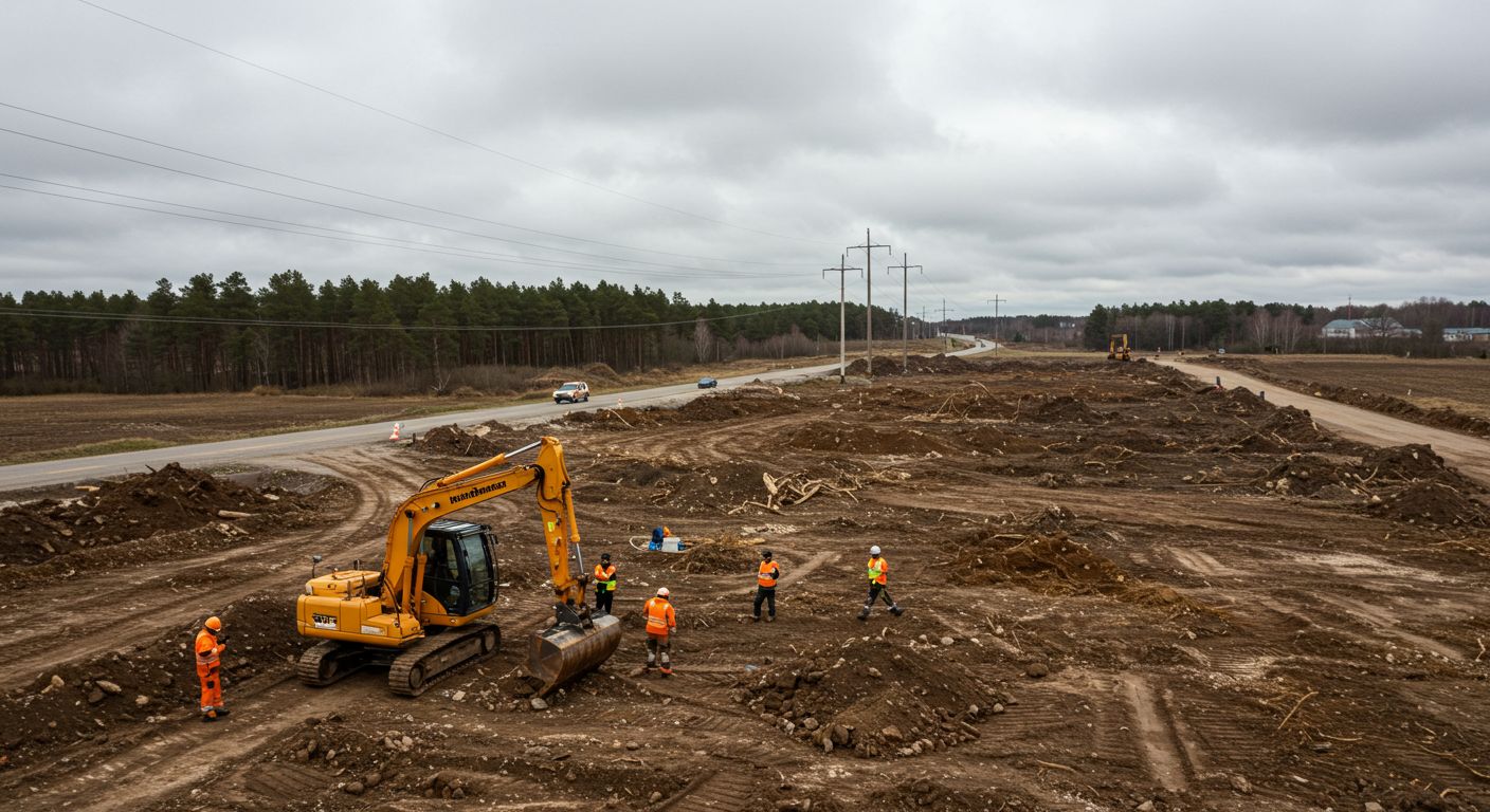 Раскорчёвка территории под коммуникации