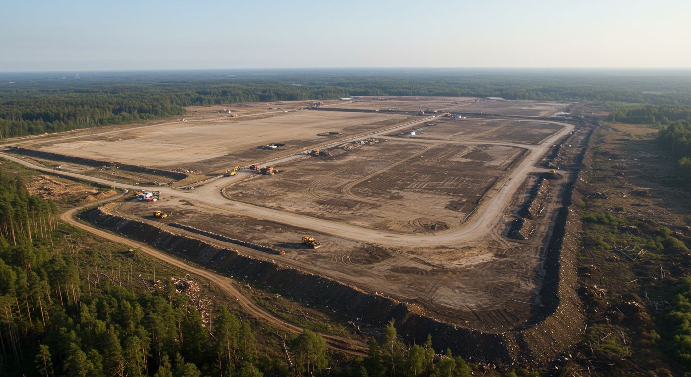 Раскорчёвка участка под производство