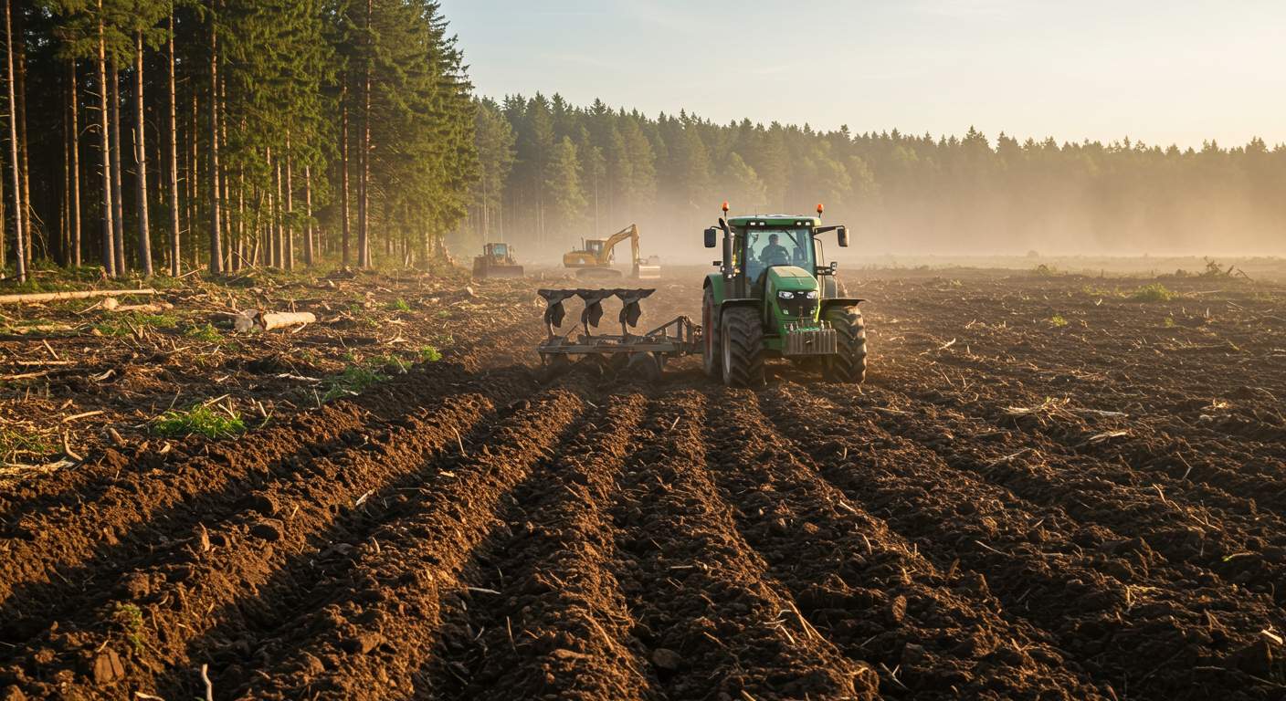 Раскорчёвка и вспашка участка