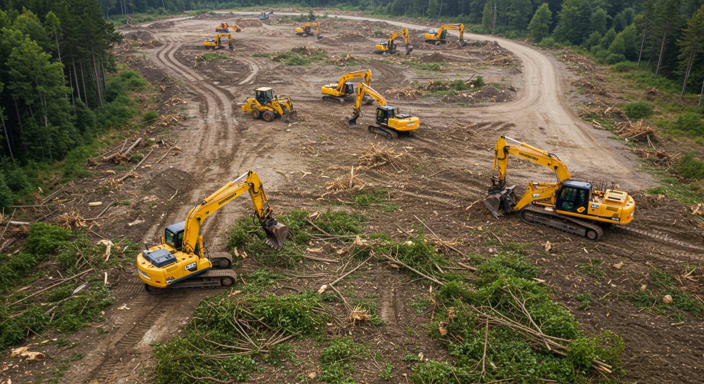 Раскорчёвка земли под инфраструктурные проекты