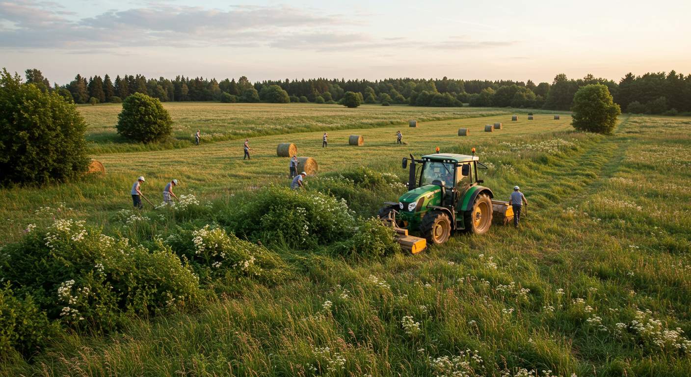 Раскорчёвка заросших сенокосов