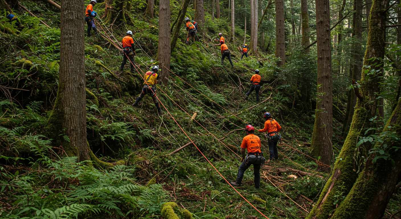Раскорчёвка с канатными установками