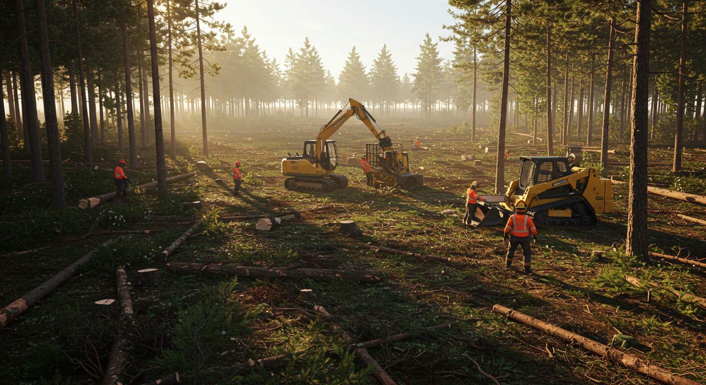 Раскорчёвка земли для создания лесополос