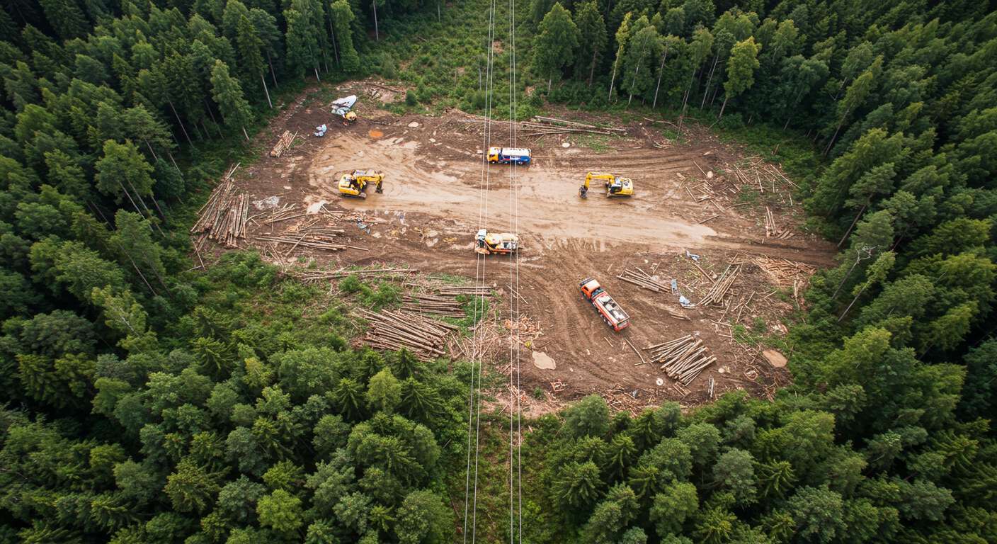 Раскорчёвка земли под высоковольтные линии