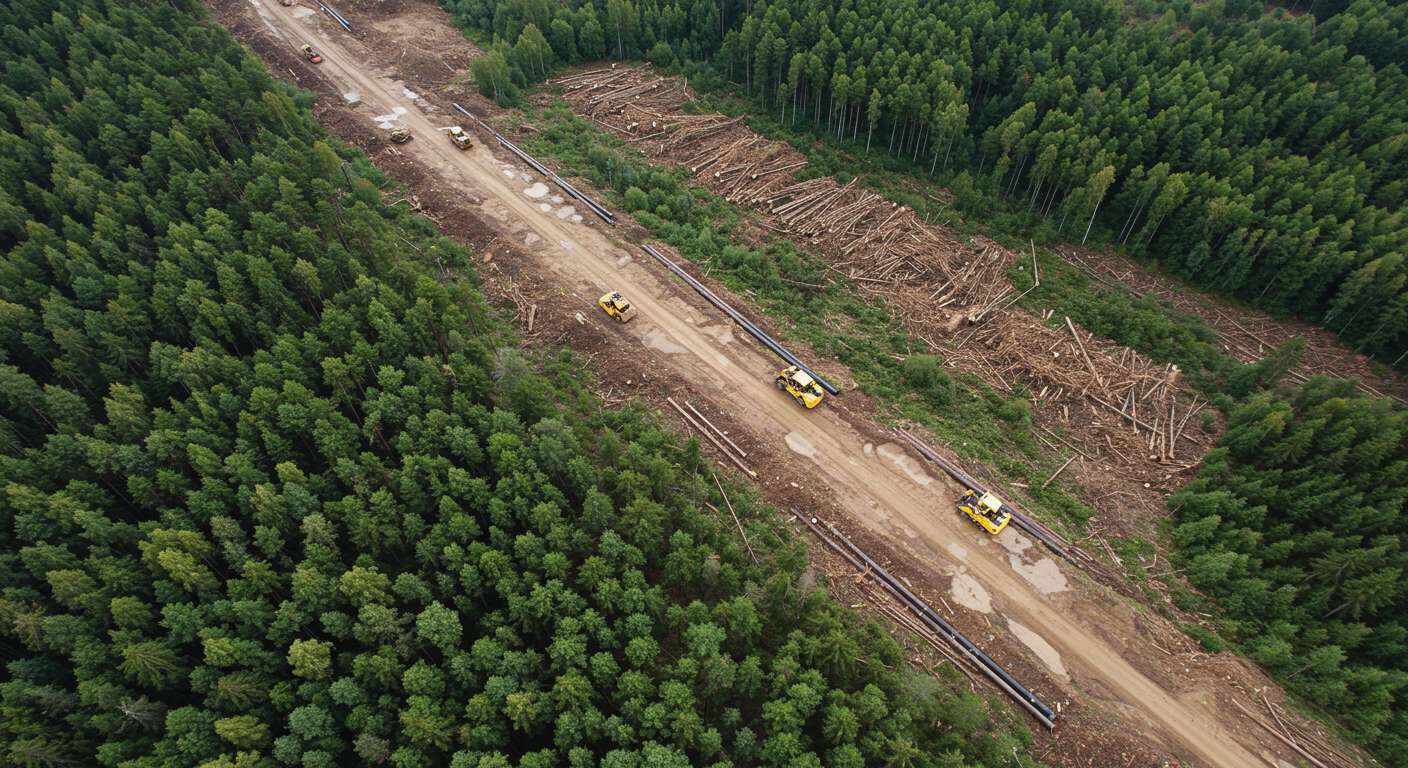 Раскорчёвка земель под газопроводы