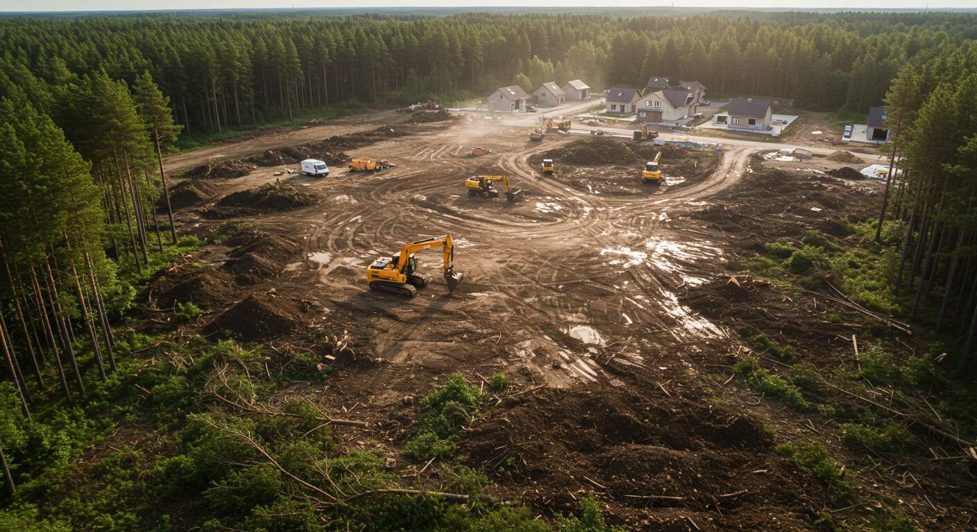 Раскорчёвка леса под расширение населённых пунктов