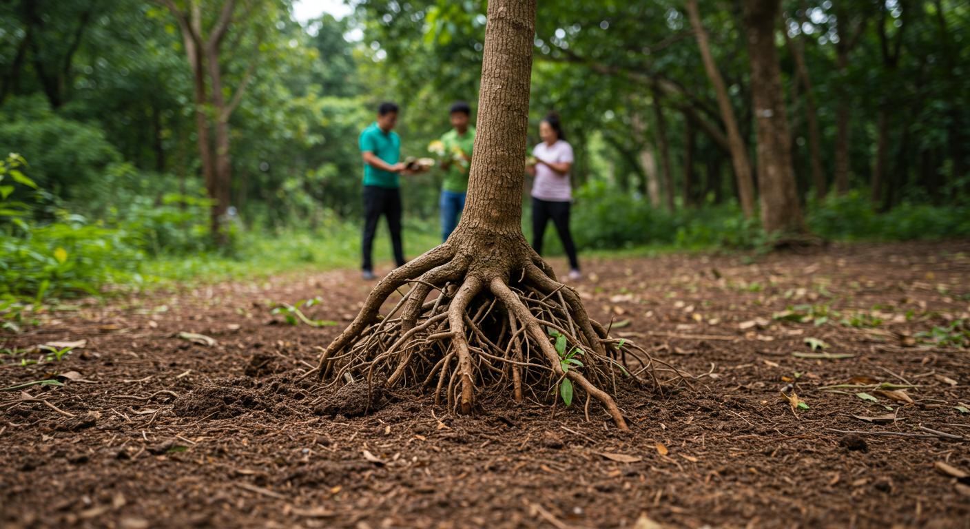 Раскорчёвка корчевателями на участке